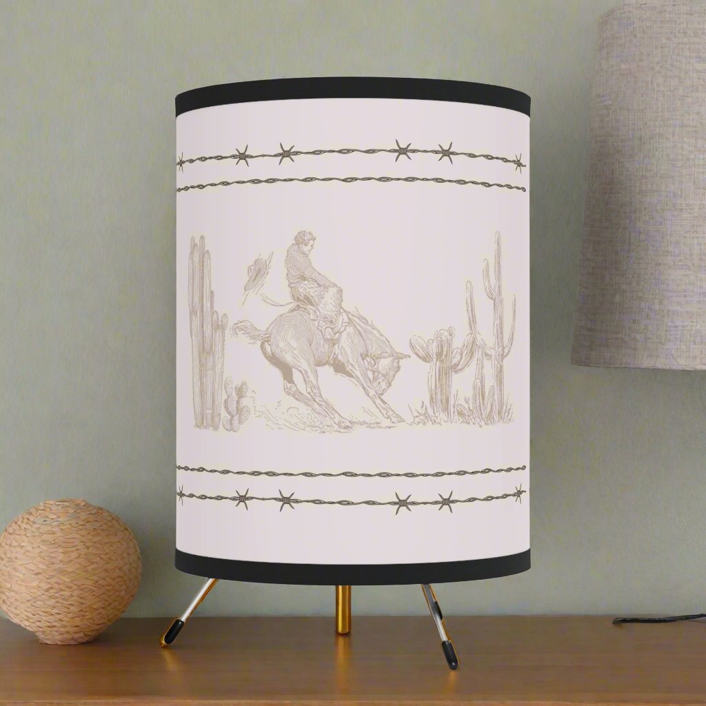 Let'er Buck,  Tripod Lamp with High-Res Printed Shade, US\CA plug
