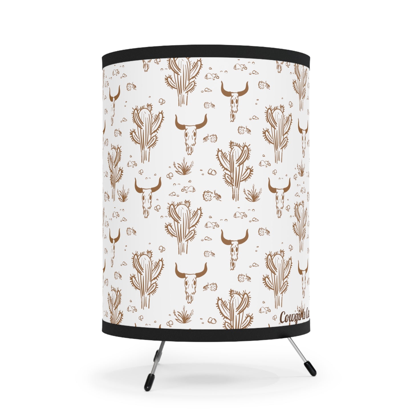 Longhorn Skull, Tripod Lamp with High-Res Printed Shade, US\CA plug