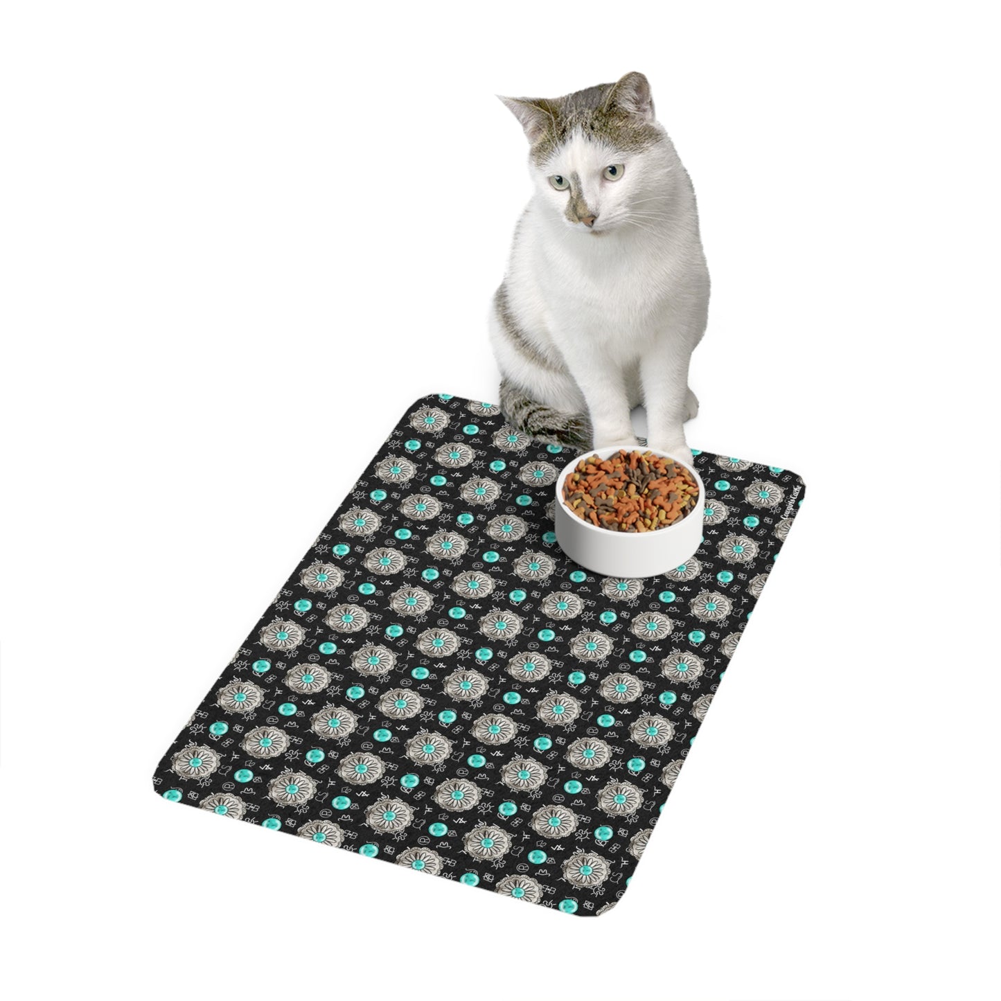 Brands and Turquoise, Pet Food Mat (12x18)