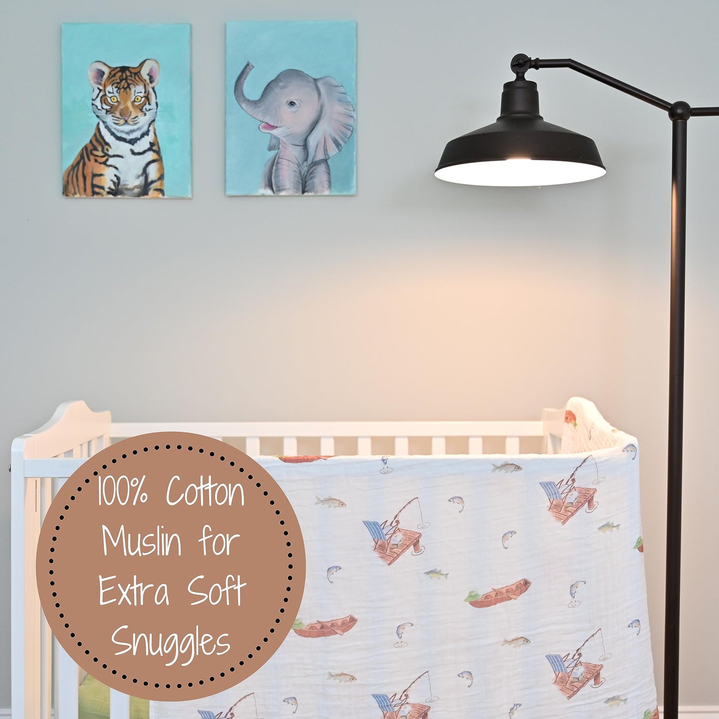LollyBanks Swaddle Blanket | 100% Muslin Cotton | Gender Neutral Newborn and Baby Nursery Essentials for Girls and Boys, Registry | Cowboy Boot and Horseshoe 2 Pack