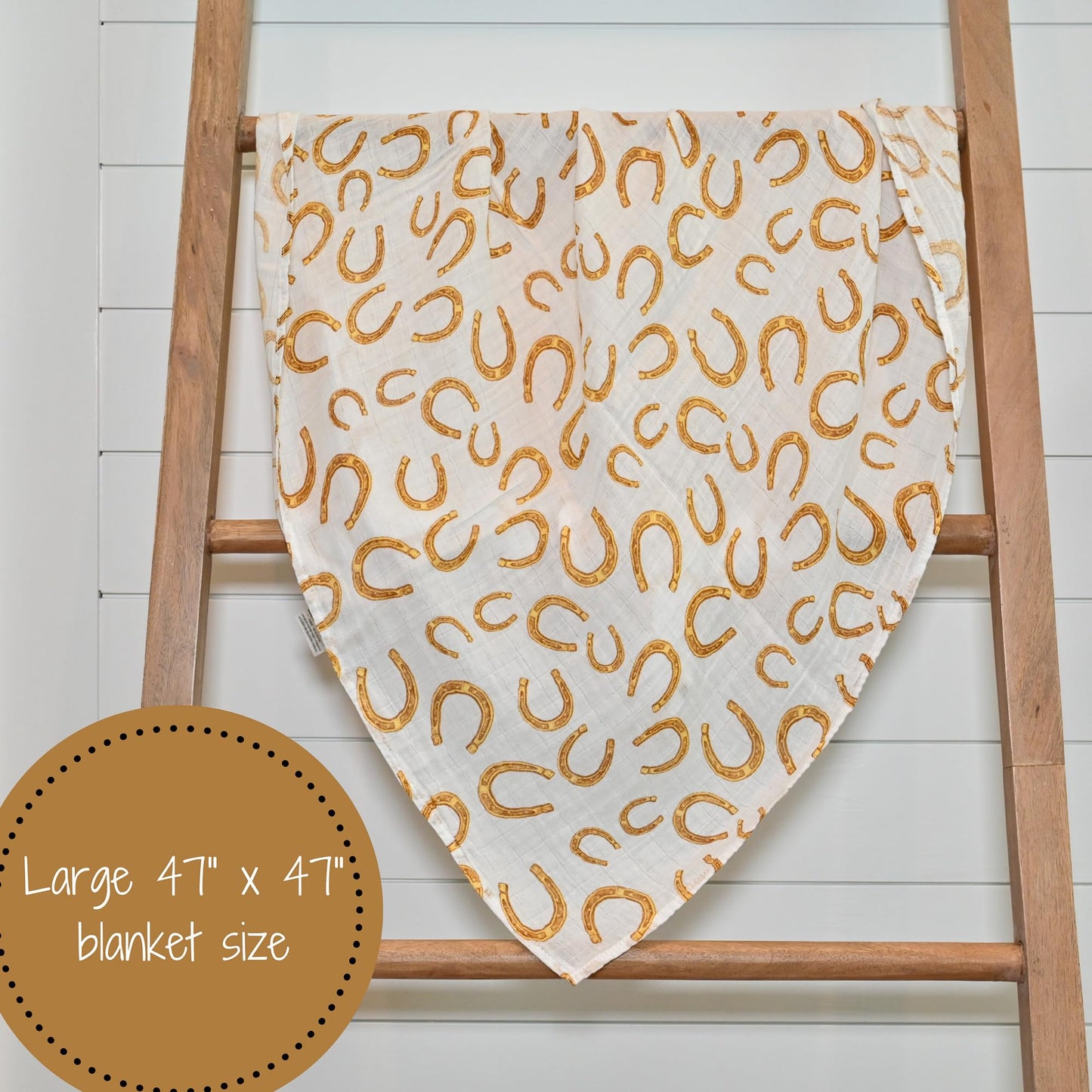 LollyBanks Swaddle Blanket | 100% Muslin Cotton | Gender Neutral Newborn and Baby Nursery Essentials for Girls and Boys, Registry | Cowboy Boot and Horseshoe 2 Pack