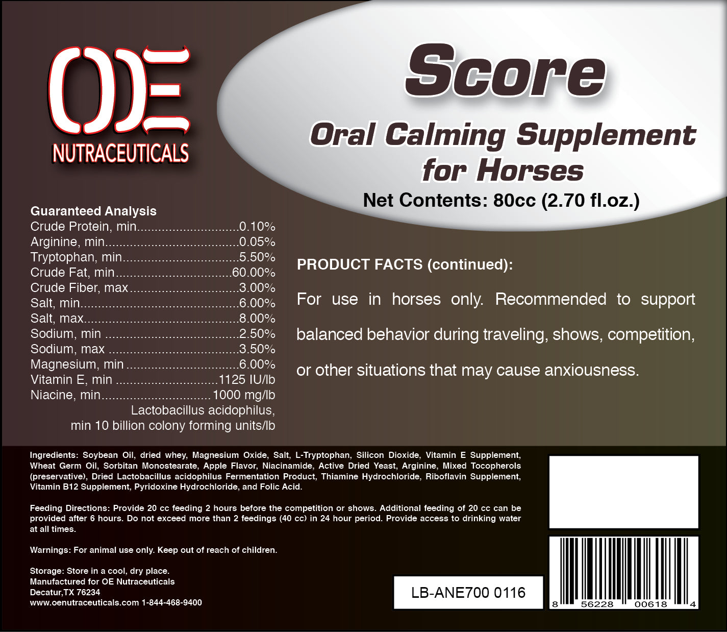 OE Nutraceuticals Score