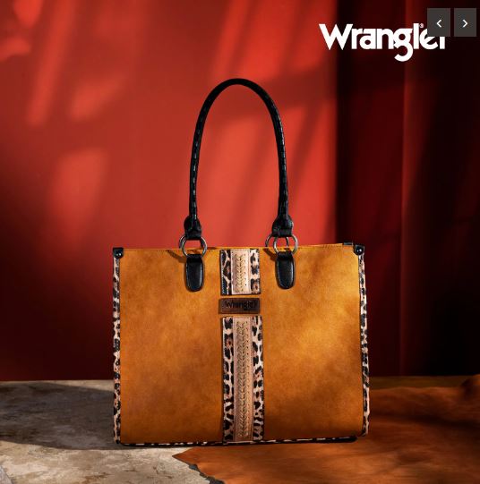 WRANGLER LEOPARD PATCHWORK CONCEALED CARRY TOTE