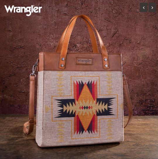 Wrangler Aztec Print Canvas Tote/Crossbody-