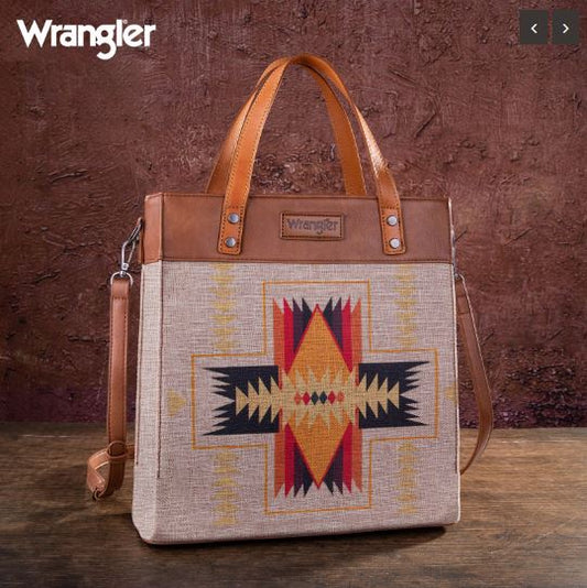 Wrangler Aztec Print Canvas Tote/Crossbody-